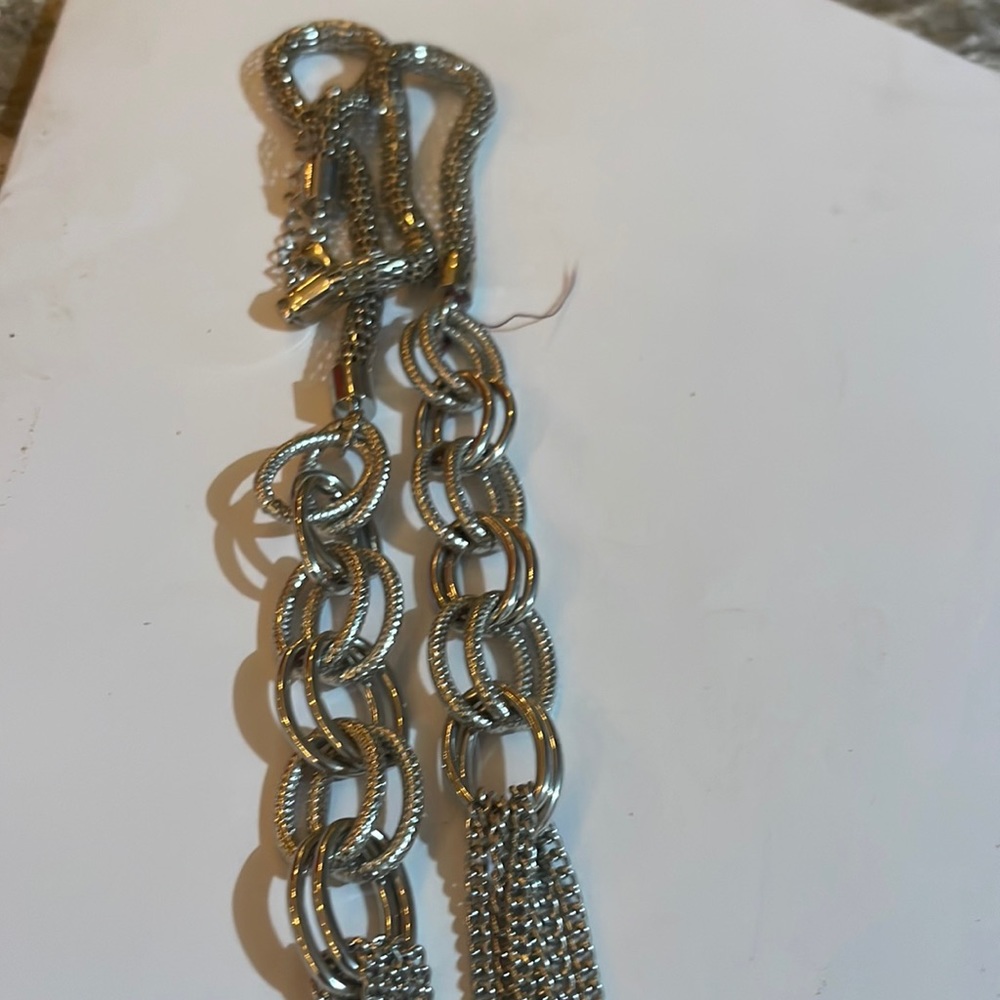 Long Beautiful silver tone necklace